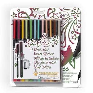 Writing coloring doodling drawing art pens Chameleon Fineliners 12 pack designer colors 540x